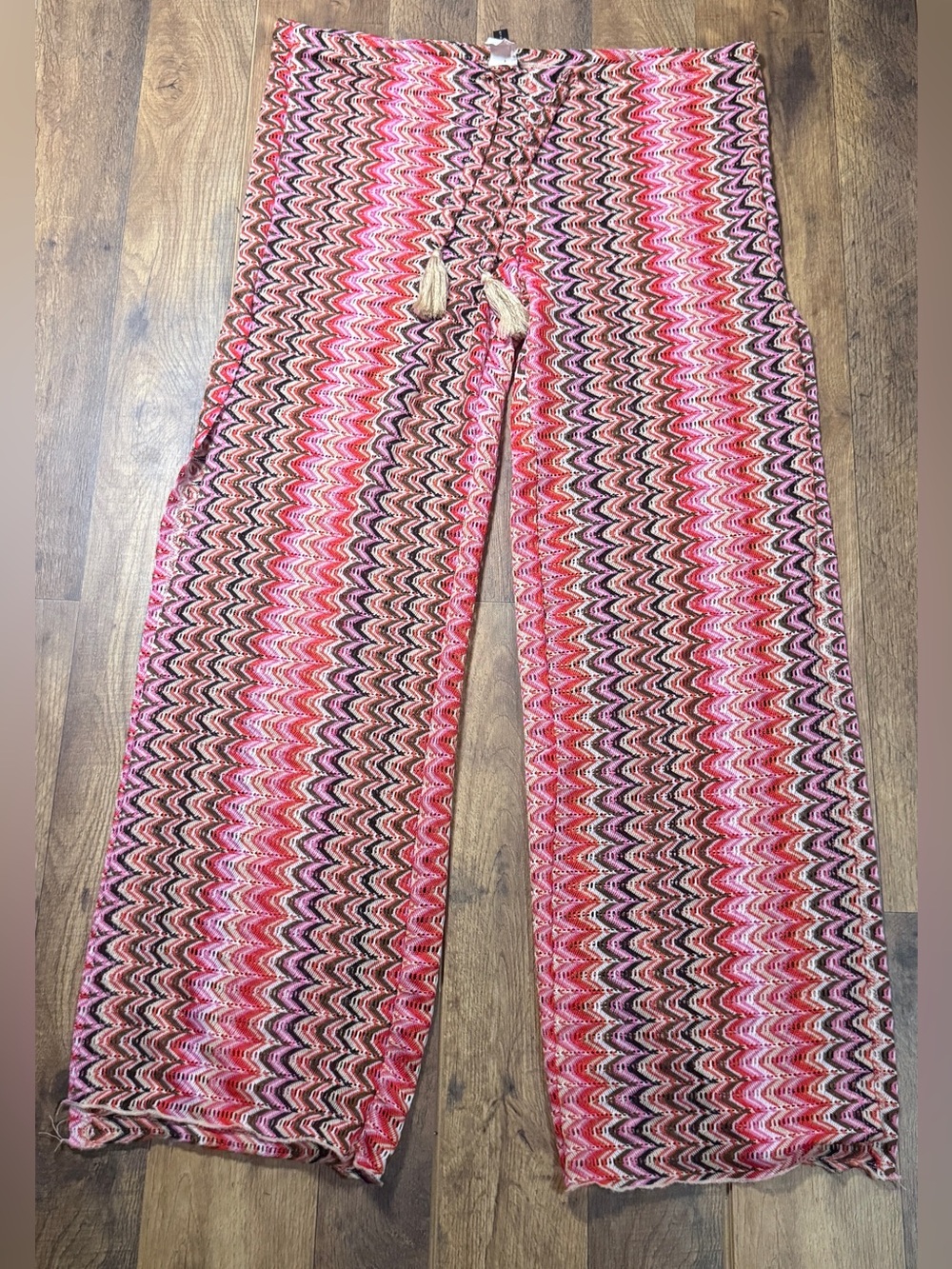 BECCA Virtue Crochet Chevron Knit Beach Pants Swim Cover Up Size Small